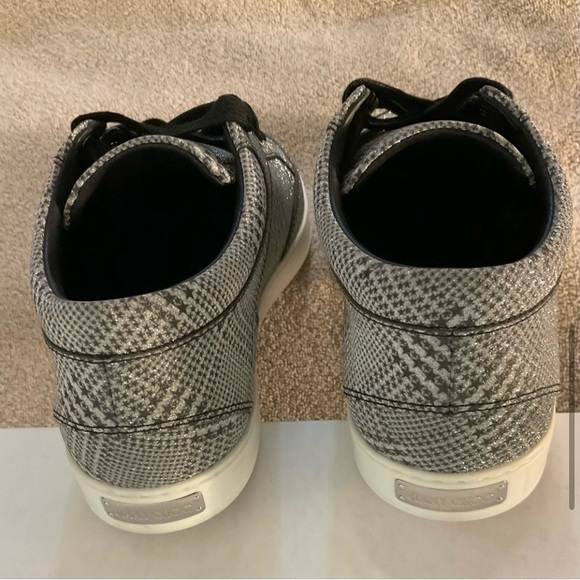 Jimmy Choo Prince of Stars Glitter Fashion Sneakers in Silver size 8 - Picture 8 of 14